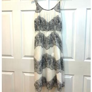 ESPRIT Cotton Silk Blend Lined Sundress Cream Gray Dress Sz S